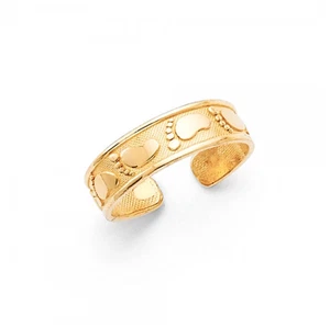 Anillo ajustable con huella de oro amarillo macizo de 14K - banda de pulido para pies para mujer - Imagen 1 de 1