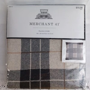 Merchant 41 schwarz elfenbeinkariert Kissenbezug 18"" x 18"" Neu in Verpackung - Bild 1 von 7