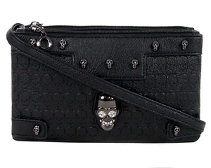 GOTHX SKULL CRYSTAL HEAD Ladies Handbag Clutch Evening Rock Goth Gothic Bag - Picture 1 of 4