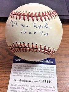 Warren Spahn autographed signed OALB baseball inscribed HOF PSA COA - Picture 1 of 2