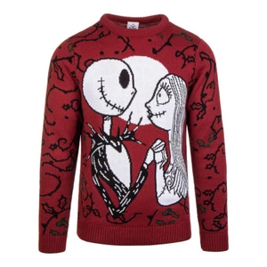 Nightmare Before Christmas Jack & Sally Knit Jumper (Red) - Picture 1 of 2