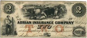 1863 Adrian Insurance Company Michigan MI 2 $ No.9762 (L1122) - Bild 1 von 2