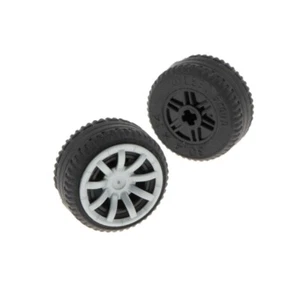 2x Lego Technic Wheel Black 30.4x14 Hubcap Pearl Light Gray 58090 55982 - Picture 1 of 2