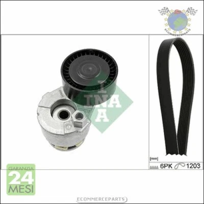Kit Cinghia Servizi Con Tenditore Ina per DACIA SANDERO DUSTER DOKKER LOGAN LOD - Immagine 1 di 3