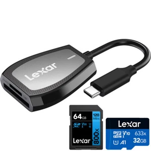 Lexar Pro Lecteur USB-C double emplacement (LRW470U-RNHNU) + Pack mémoire 96 Go - Photo 1/11