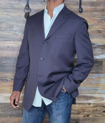 Paul Stuart Italy Working Cuffs Dual Vents Stitched Lapel Summer Blazer Size 42R - Image 1 of 4