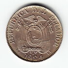 ECUADOR 5 centavos 1924-H KM65 Cu-Ni 1-yr type VERY HIGH GRADE - RARE THIS NICE!