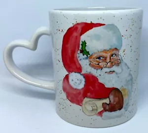 Personalised Name Santa Claus Heart Handle Mug Merry Christmas Gift Mum Dad - Picture 1 of 2