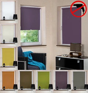 Abdunkelungsrollo Springrollo Klemmfix ohne Bohren und Kettenzug Weiß Violett - Bild 1 von 41