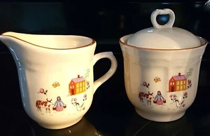 vintage stoneware sugar and creamer - Picture 1 of 4