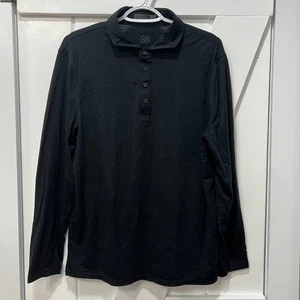 GFore Herren Henley Hemd Large grau Merinowolle Kragen Langarm Knopf - Bild 1 von 10