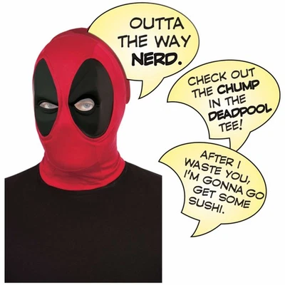 Deadpool Marvel Superhero Deluxe Adult Mens Costume Mask With Speech Bubble Set - Image 1 of 2