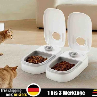 2PCS Automatischer Futterautomat Timer Futterspender  Mahlzeiten Napf Hund Katze - Bild 1 von 4
