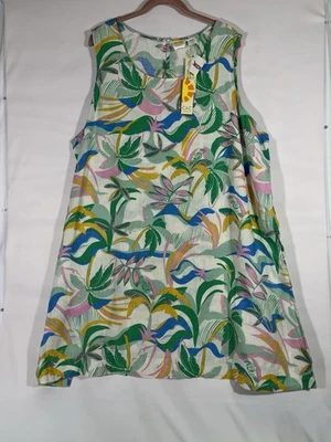 C&C California 100% Linen Tropical Print Shift Dress Pockets Women’s Plus SZ 3X - Image 1 of 4