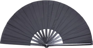 Large Folding Hand Rave Fan for Men Women Dance Gift, Bamboo Black - Picture 1 of 7