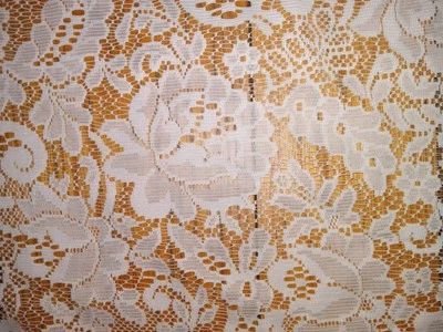 Antigo JC Penny Branco Renda Transparente Floral Padrão Rosa (3) Valances 23,5"x58" EUA - Imagem 1 de 4