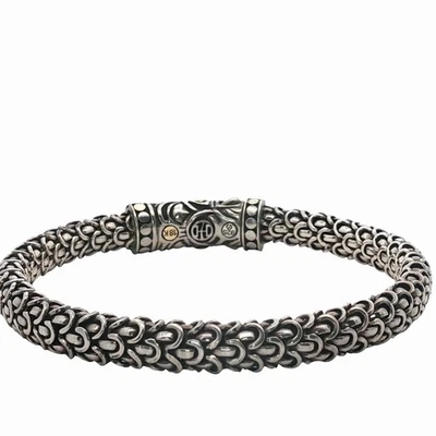 Brazalete John Hardy Oro 18K ~ Plata Esterlina Escala Naga 7.5 Pulgadas Foto 1 de 4