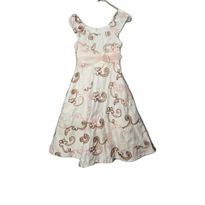 Vestido Bonnie Jean Niñas Marfil Melocotón Taupe Pascua Boda Vacaciones 8 Foto 1 de 3