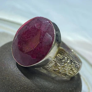 925 Sterling Silver Men's Ring with Natural Red Ruby Stone mens jewelry - Picture 1 of 9