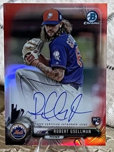 Robert Gsellman 2017 Bowman CHROM ROTER REFRAKTOR Auto 5/5 Buchstütze Mets - Bild 1 von 3