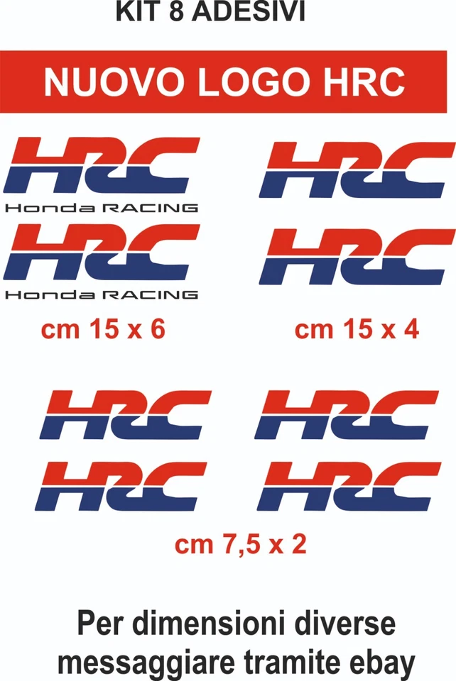 adesivi Honda HRC nuovo logo  prespaziati  8 pz  pvc auto moto caschi - Immagine 1 di 1
