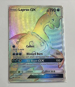 POKEMON LAPRAS GX 151/149 SUN & MOON SECRET RARO TARJETA DE ARTE COMPLETO COMO NUEVO - Imagen 1 de 3