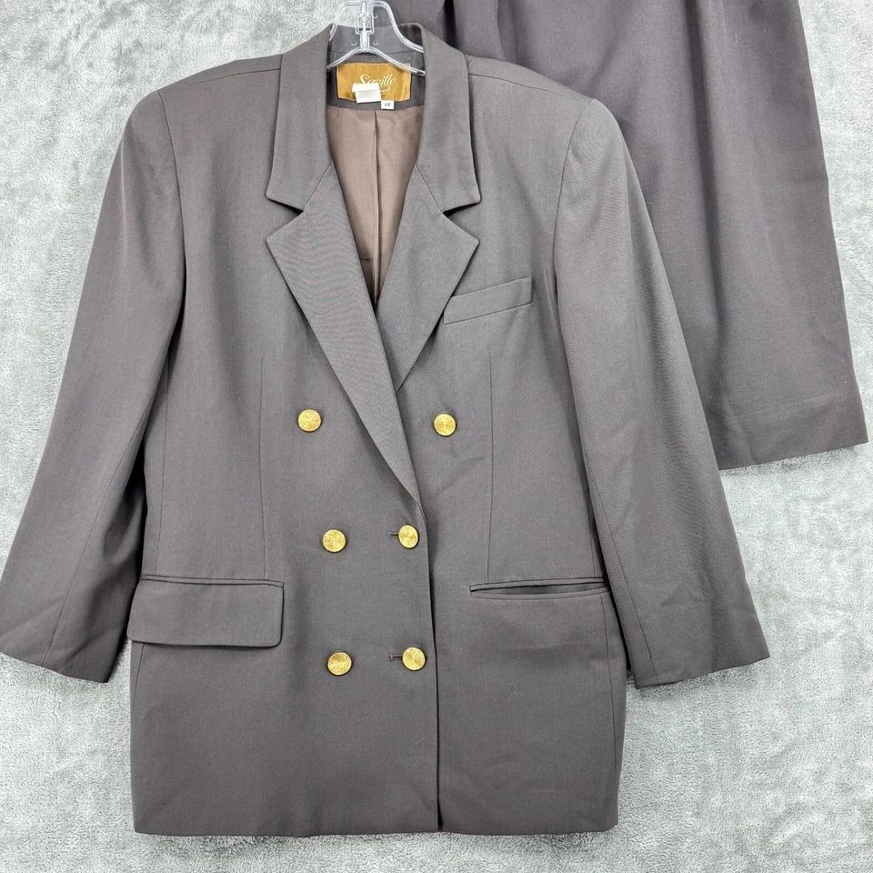 Traje Falda Vintage Saville Mujer 10 Lana Doble Pecho Blazer Carrera Oficina Foto 1 de 4