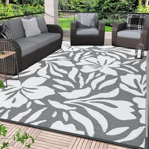 Outdoor Rug 8x10 Plastic Straw Reversible Large Carpet Mat for Patio & Camping - Picture 1 of 48