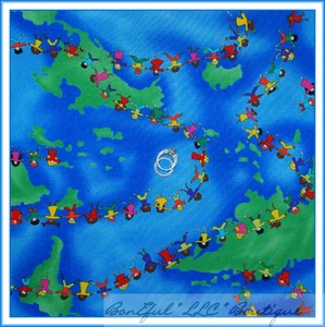 BonEful Fabric FQ Cotton Quilt International Map Small World Disney Kid Adoption - Picture 1 of 6