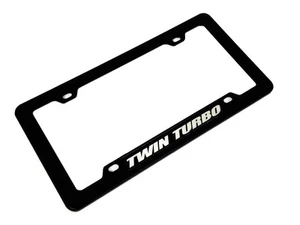 TWIN TURBO CAR TRUCK HOT ROD ENGINE MATRÍCULA TAG FRAME NEGRO - Imagen 1 de 1