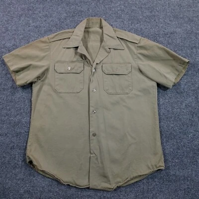 Camisa Militar Vintage Años 60 Hombre M Caqui UT. Uniforme de sarga de algodón SS 13730 8,2 OZ Foto 1 de 4