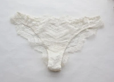 Women Sexy Brief Thongs Floral Mesh Underwear Hipster G-string panties Cream S-M - Image 1 of 4