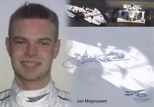 FIRMADA POR JAN MAGNUSSEN STEWART GRAN PREMIO EQUIPO F1 AUTÓGRAFO TARJETA HÉROE FOTO - Imagen 1 de 3