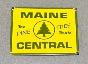 VINTAGE MAINE CENTRAL LUMBER FOREST PORCELAIN SIGN GAS OIL CAR TRUCK - Picture 1 of 2