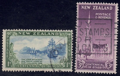 1948 New Zealand SC# 269-271 - First Church, Dunedin - 2 Different Stamps - Used - Image 1 of 2