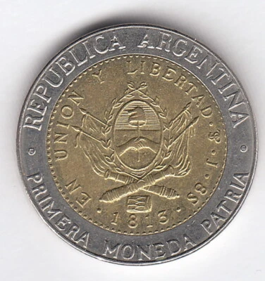 ARGENTINA 2010 1 peso- KM#112- Primer Moneda Patria -  Bimetallic  R.326 - Image 1 of 2