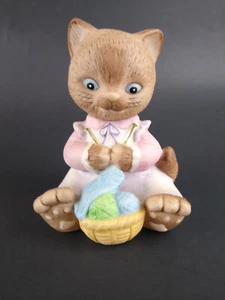 Figura de gato de colección estatuilla ojos azules BC Bronson coleccionables tejer gatito - Imagen 1 de 10