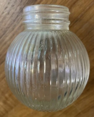 "Frasco original Hazel Atlas Glass Co. pequeño acanalado vintage redondo de 3,5""" Foto 1 de 4