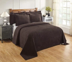 Better Trends Chenille Bedspreads Queen, Jullian Collection Bold Stripes Desi... - Picture 1 of 3