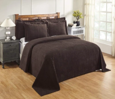 Better Trends Chenille Bedspreads Queen, Jullian Collection Bold Stripes Desi... - Image 1 of 3