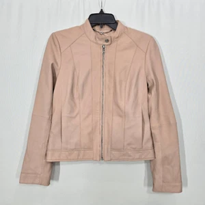 Cole Haan Nude Stand-Collar Leather Moto Jacket Small - Bild 1 von 7