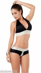 Bikini nero argento 2079 reggicalze lingerie club gogo abbigliamento danza sexy rave S M L XL - Foto 1 di 2