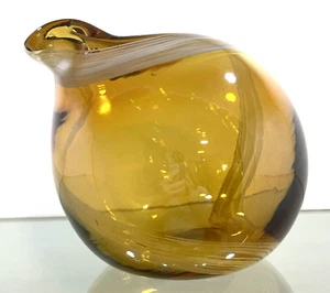 Bernsteinfarbene weiße Wirbel mundgeblasene Glasvase Kunstglas 7 bis 8 Zoll schwer 4 Pfund - Bild 1 von 12