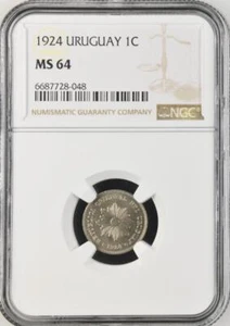 Uruguay 1 Centavo 1924 NGC MS 64 - Picture 1 of 2