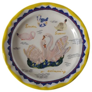 Nathalie Lete Twelve Days Christmas Seven Swans Swimming Salad Dessert Plate NEW - Picture 1 of 3