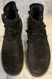 Geboren Damen Leder Wildleder schwarz Stiefeletten Tarkiln 7,5 mittel Reißverschluss flach bequem - Bild 1 von 15