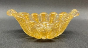 Murano Kunst Glas ovale Form Schale Barovier & Toso Cordonato d’ Oro 4,3” - Bild 1 von 6