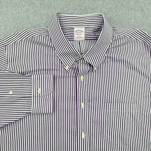 Brooks Brothers Makers Shirt Mens 21.5-34 Purple Striped L/S Classic Button Down - Picture 1 of 10