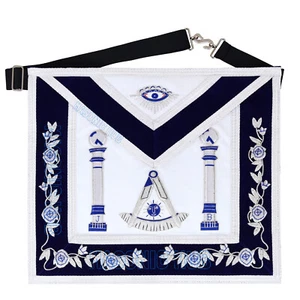 DELANTAL MASONIC PAST MASTER MASON 100% PIEL DE CORDERO HECHO A MANO DELANTAL BORDADO LINGOTES - Imagen 1 de 5