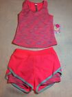 Girls 2 Piece Athletic Set top short By 90 Degrees Coral Mint Magenta 2T or 4T